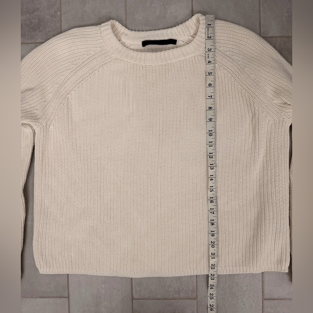 Jenni Kayne Fisherman Crewneck Cotton Sweater Ivory Size Large - Picture 10 of 11